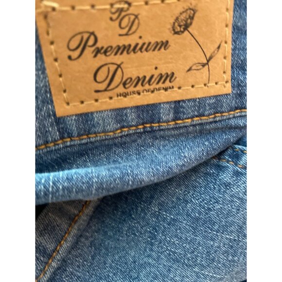 Premium Denim House Distressed Stretch Skinny Jeans Patchwork Legs Size 14 - Picture 5 of 11